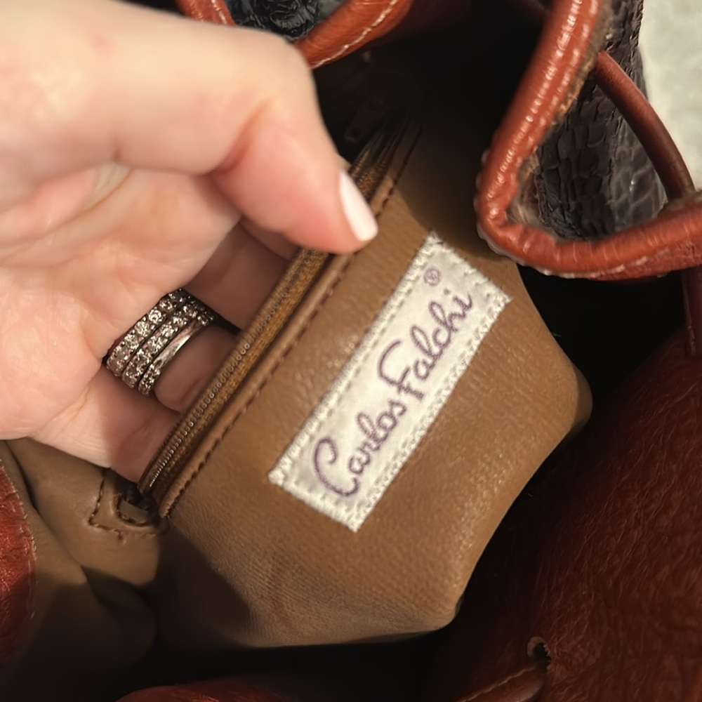 Vintage NWOT Carlos Falchi Patchwork Leather Long Shoulder bag - Picture 6 of 10